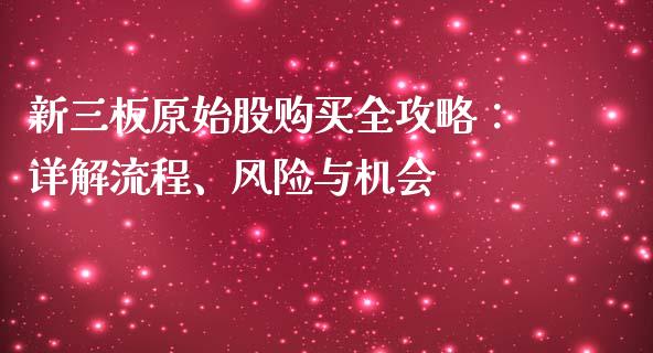 新三板原始股购买全攻略：详解流程、风险与机会_https://www.fansifence.com_国际期货行情_第1张
