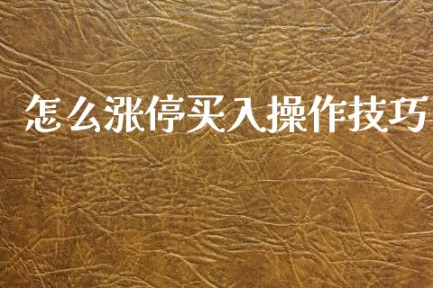 怎么涨停买入操作技巧_https://www.fansifence.com_国际期货行情_第1张