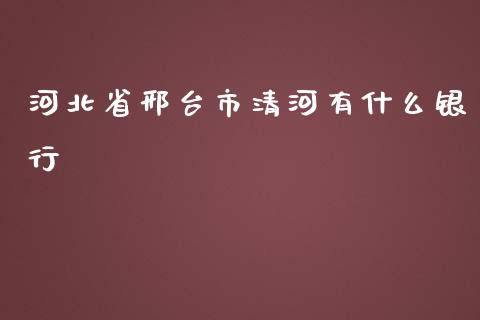 河北省邢台市清河有什么银行_https://www.fansifence.com_国际期货行情_第1张