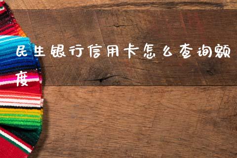 民生银行信用卡怎么查询额度_https://www.fansifence.com_中国国际期货_第1张