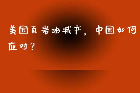 美国页岩油减产，中国如何应对？_https://www.fansifence.com_恒指交易时间_第1张