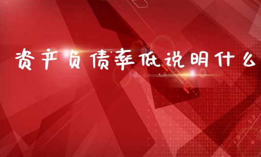 资产负债率低说明什么_https://www.fansifence.com_国际期货_第1张