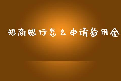招商银行怎么申请备用金_https://www.fansifence.com_国际期货_第1张
