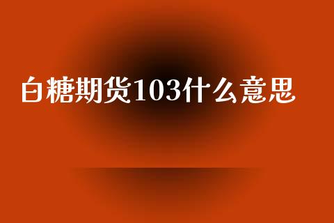 白糖期货103什么意思_https://www.fansifence.com_恒指交易时间_第1张