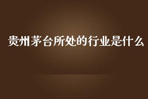 贵州茅台所处的行业是什么_https://www.fansifence.com_恒指交易时间_第1张