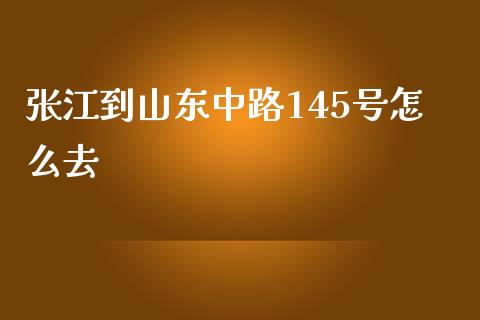 张江到山东中路145号怎么去_https://www.fansifence.com_国际期货_第1张