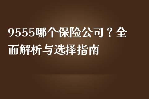 9555哪个保险公司？全面解析与选择指南_https://www.fansifence.com_恒指交易时间_第1张