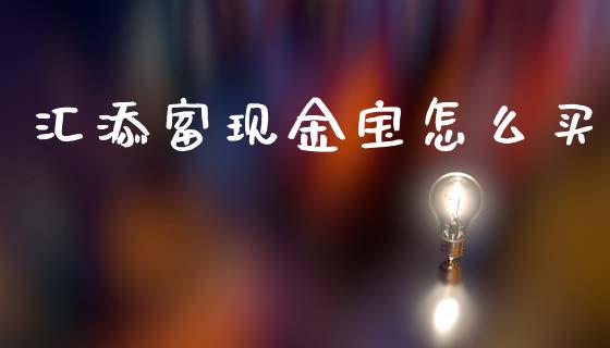 汇添富现金宝怎么买_https://www.fansifence.com_国际期货_第1张