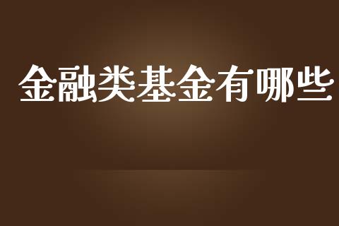 金融类基金有哪些_https://www.fansifence.com_恒指交易时间_第1张