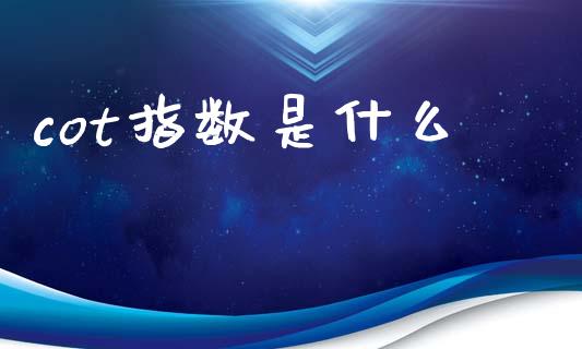 cot指数是什么_https://www.fansifence.com_国际期货行情_第1张