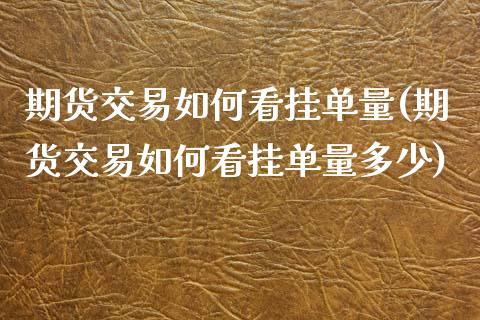 期货交易如何看挂单量(期货交易如何看挂单量多少)_https://www.fansifence.com_中国国际期货_第1张