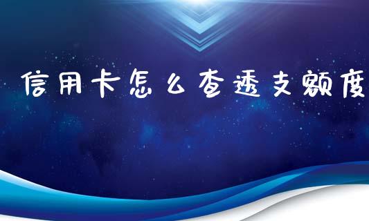 信用卡怎么查透支额度_https://www.fansifence.com_国际期货行情_第1张
