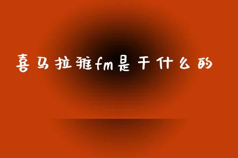 喜马拉雅fm是干什么的_https://www.fansifence.com_中国国际期货_第1张