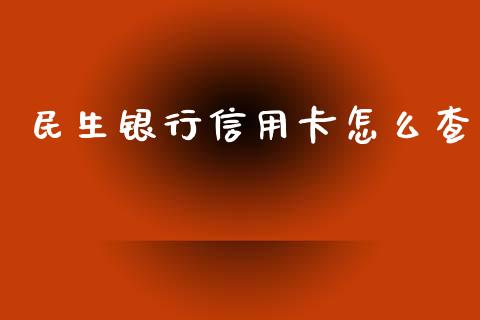 民生银行信用卡怎么查_https://www.fansifence.com_国际期货行情_第1张