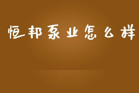 恒邦泵业怎么样_https://www.fansifence.com_中国国际期货_第1张