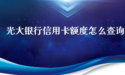 光大银行信用卡额度怎么查询_https://www.fansifence.com_中国国际期货_第1张
