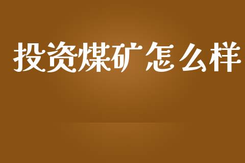 投资煤矿怎么样_https://www.fansifence.com_国际期货_第1张