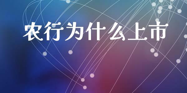 农行为什么上市_https://www.fansifence.com_恒指交易时间_第1张