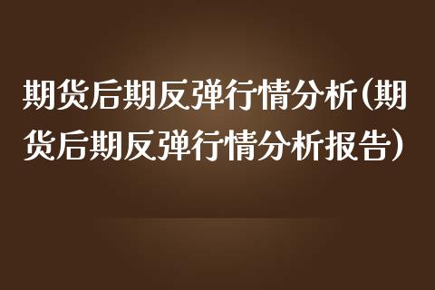 期货后期反弹行情分析(期货后期反弹行情分析报告)_https://www.fansifence.com_国际期货_第1张
