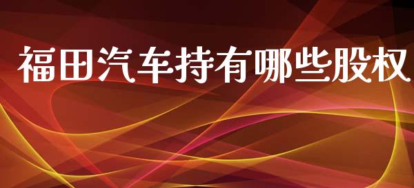 福田汽车持有哪些股权_https://www.fansifence.com_国际期货_第1张