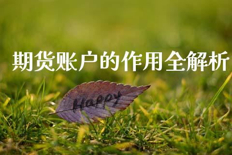 期货账户的作用全解析_https://www.fansifence.com_中国国际期货_第1张