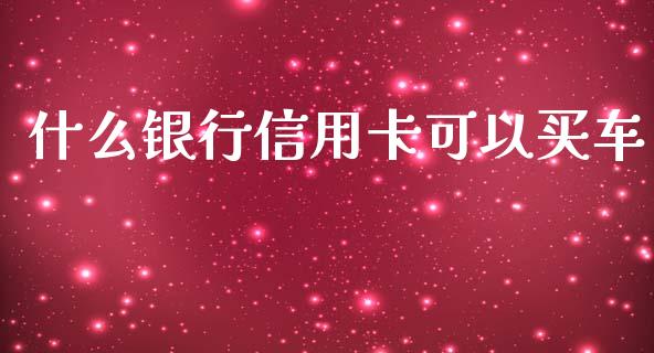 什么银行信用卡可以买车_https://www.fansifence.com_恒指交易时间_第1张