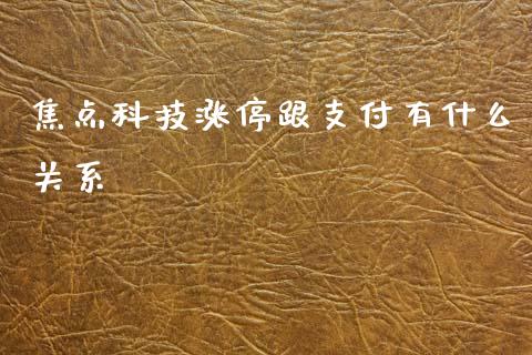 焦点科技涨停跟支付有什么关系_https://www.fansifence.com_国际期货行情_第1张