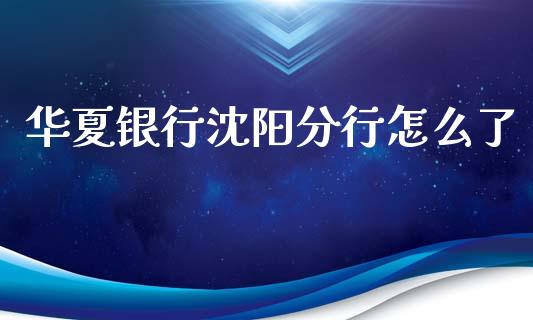 华夏银行沈阳分行怎么了_https://www.fansifence.com_恒指交易时间_第1张