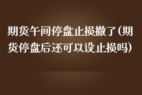 期货午间停盘止损撤了(期货停盘后还可以设止损吗)_https://www.fansifence.com_国际期货行情_第1张