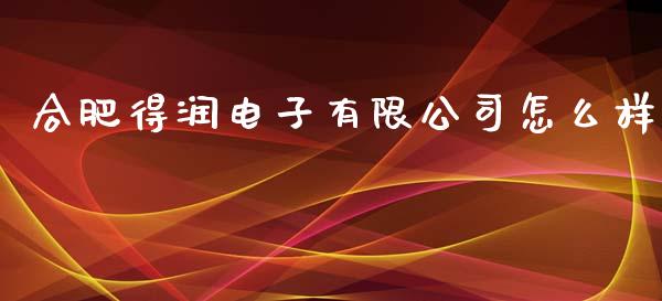 合肥得润电子有限公司怎么样_https://www.fansifence.com_恒指交易时间_第1张