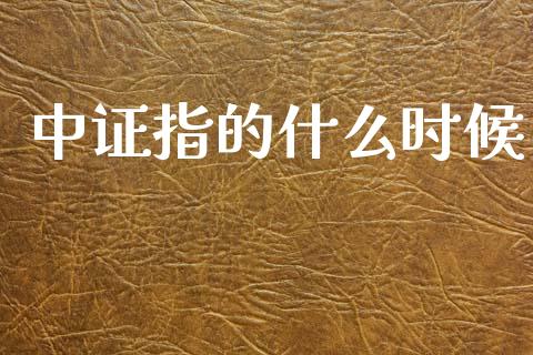 中证指的什么时候_https://www.fansifence.com_国际期货_第1张