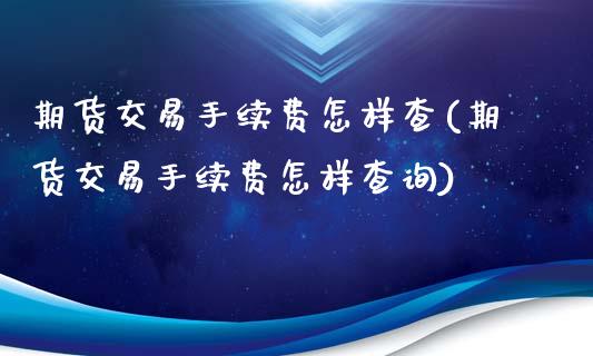 期货交易手续费怎样查(期货交易手续费怎样查询)_https://www.fansifence.com_国际期货_第1张