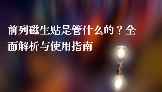 前列磁生贴是管什么的？全面解析与使用指南_https://www.fansifence.com_恒指交易时间_第1张