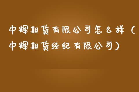 中辉期货有限公司怎么样（中辉期货经纪有限公司）_https://www.fansifence.com_国际期货_第1张