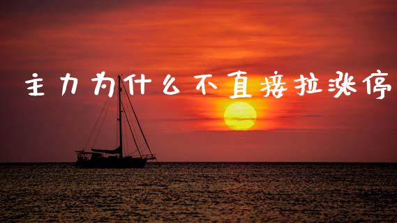 主力为什么不直接拉涨停_https://www.fansifence.com_恒指交易时间_第1张