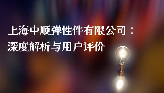 上海中顺弹性件有限公司：深度解析与用户评价_https://www.fansifence.com_中国国际期货_第1张