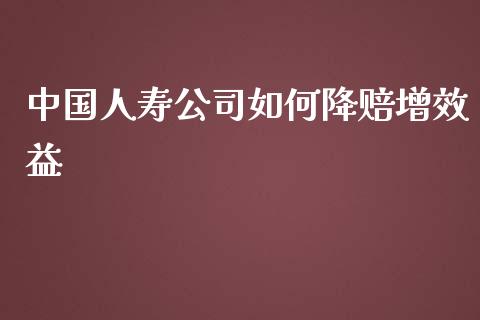 中国人寿公司如何降赔增效益_https://www.fansifence.com_国际期货_第1张