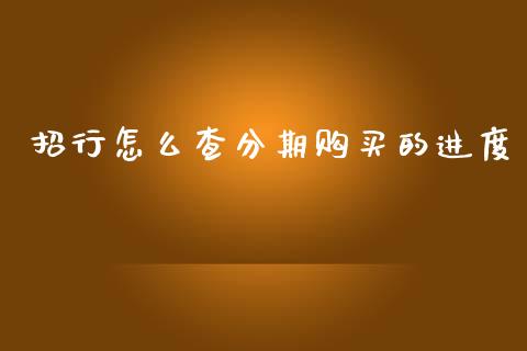 招行怎么查分期购买的进度_https://www.fansifence.com_中国国际期货_第1张