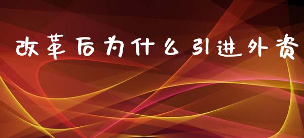 改革后为什么引进外资_https://www.fansifence.com_恒指交易时间_第1张