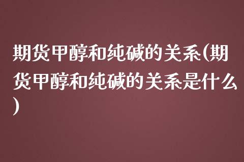 期货甲醇和纯碱的关系(期货甲醇和纯碱的关系是什么)_https://www.fansifence.com_恒指交易时间_第1张