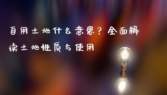 自用土地什么意思？全面解读土地性质与使用_https://www.fansifence.com_中国国际期货_第1张