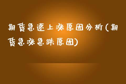 期货急速上涨原因分析(期货急涨急跌原因)_https://www.fansifence.com_国际期货行情_第1张