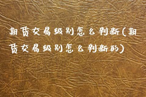 期货交易级别怎么判断(期货交易级别怎么判断的)_https://www.fansifence.com_国际期货行情_第1张