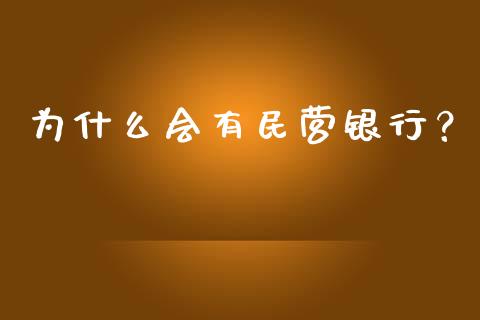 为什么会有民营银行？_https://www.fansifence.com_恒指交易时间_第1张