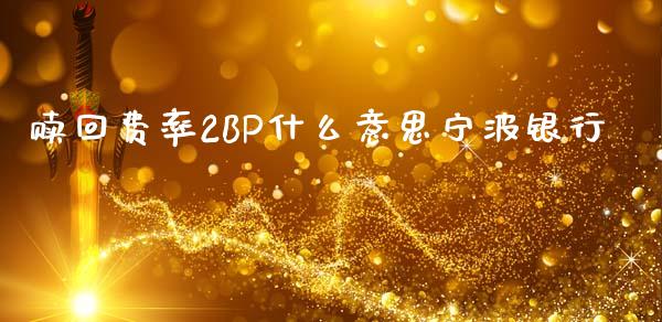 赎回费率2BP什么意思宁波银行_https://www.fansifence.com_国际期货行情_第1张
