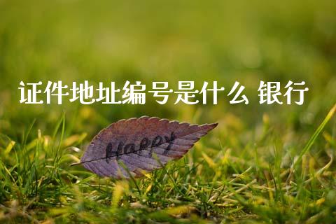 证件地址编号是什么 银行_https://www.fansifence.com_国际期货_第1张