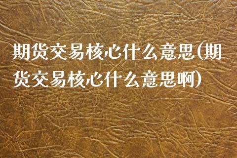 期货交易核心什么意思(期货交易核心什么意思啊)_https://www.fansifence.com_恒指交易时间_第1张