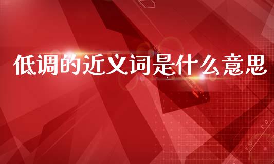低调的近义词是什么意思_https://www.fansifence.com_国际期货行情_第1张