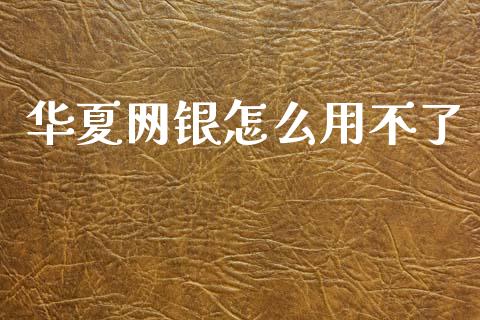 华夏网银怎么用不了_https://www.fansifence.com_国际期货行情_第1张