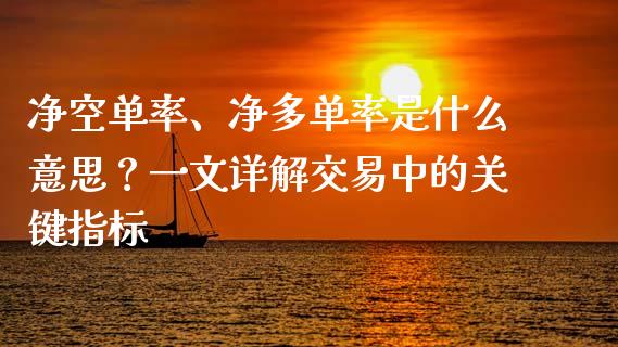 净空单率、净多单率是什么意思？一文详解交易中的关键指标_https://www.fansifence.com_国际期货_第1张